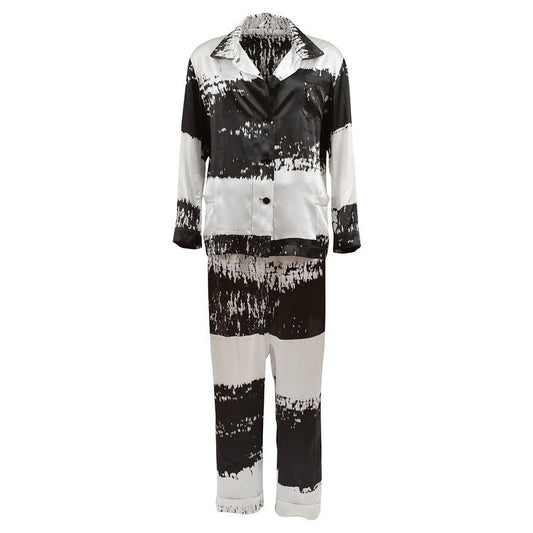 All Day Silk Set -  Monochrome Stripe