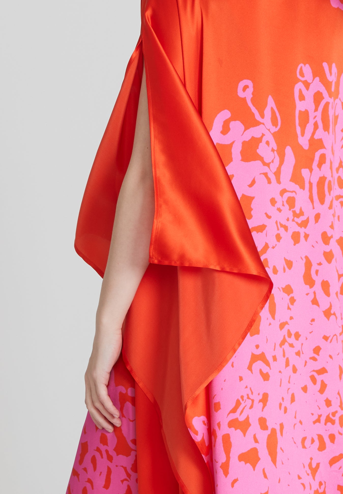 Majestic Silk Dress - Fiery Red & Pink