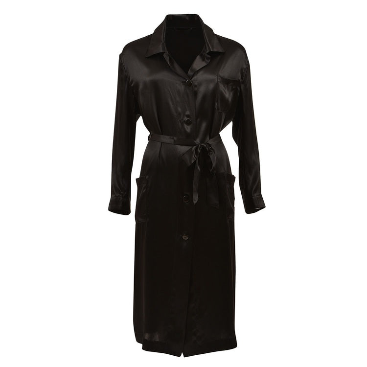 Classic Black silk robe Women