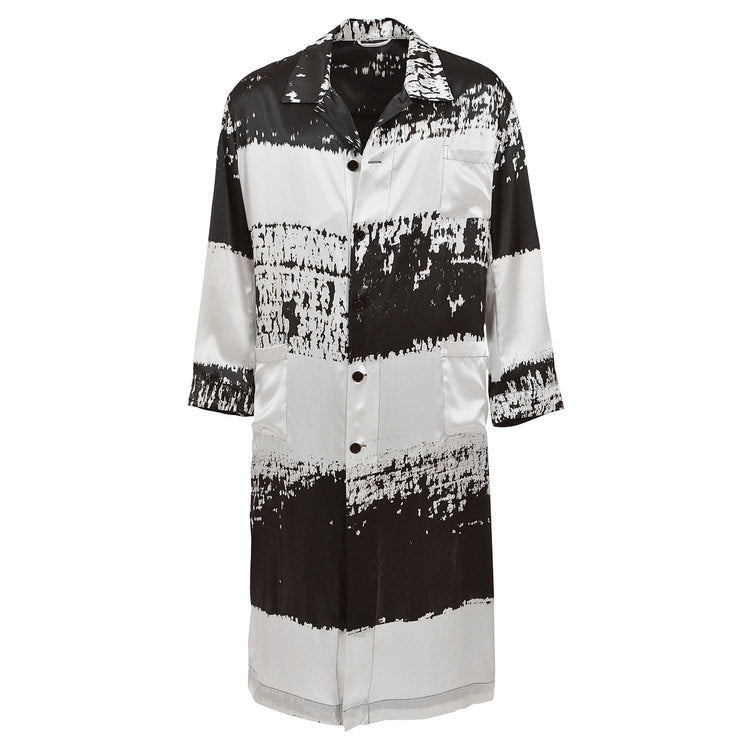 Monochrome Stripe silk robe