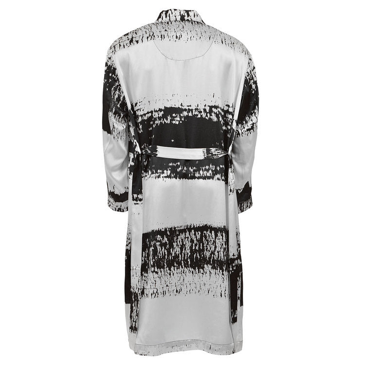 Monochrome Stripe silk robe